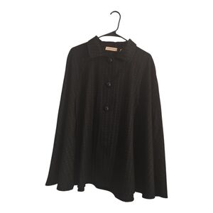 Amanda Smith Black And White Lines Cape with Button Details